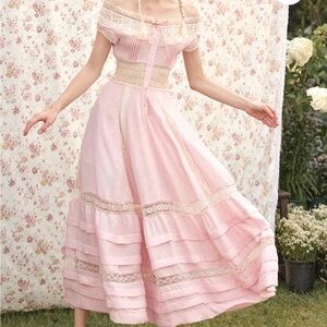 SOLD Lacemade pink kite Lolita Victorian dress size small s lace delicate